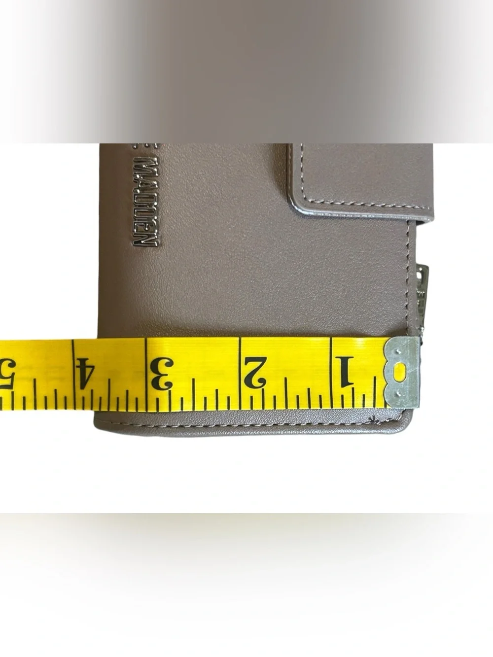 Steve Madden Taupe Bifold Wallet Organizer Zip Around Vegan Leather